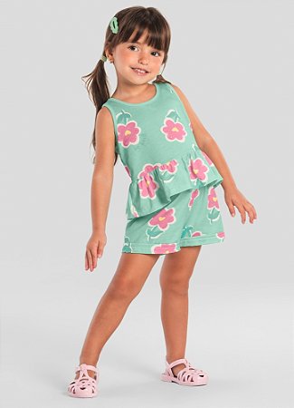 Conjunto Infantil Menina Estampado Brandili (Meia Malha e Moletinho)
