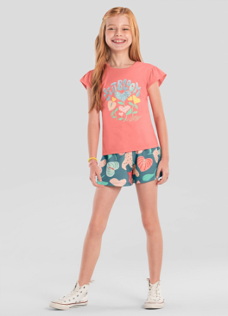 Conjunto Infantil Menina de Flor com Glitter Brandili