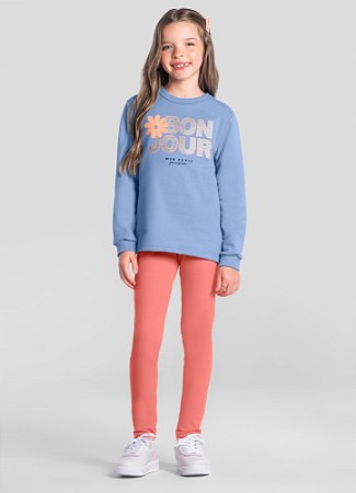 Conjunto Infantil Menina Estampado em Moletom Peluciado Brandili