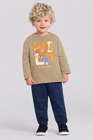 Conjunto Infantil Menino de Bichinhos em Moletom Peluciado Brandili