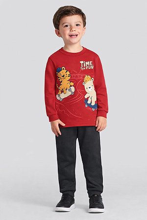 Conjunto Infantil Menino de Bichinhos em Moletom Peluciado Brandili