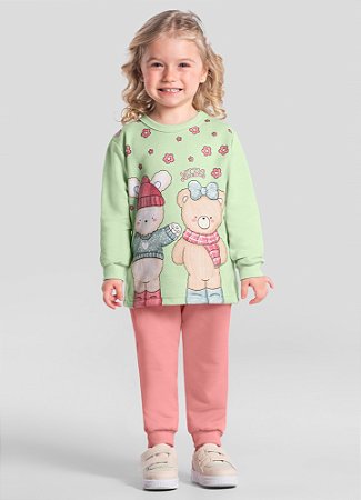 Conjunto Infantil Menina Ursinhos em Moletom Peluciado Brandili
