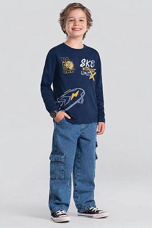 Camiseta Infantil Menino Skate com Estampa em Gel Brandili