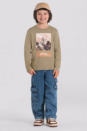Camiseta Infantil Menino Estampada Natureza em Meia Malha Brandili