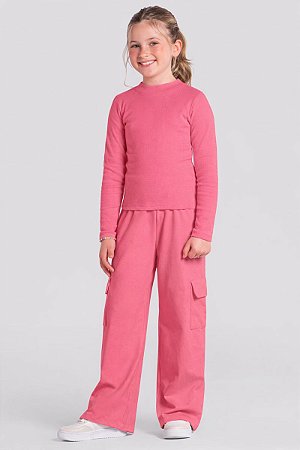 Blusa Infantil Menina em Ribana Manga Longa Brandili