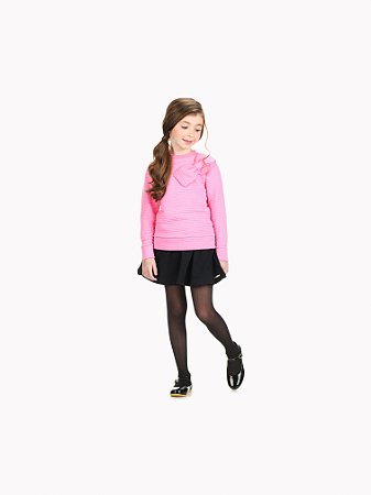 Conjunto Infantil Menina Matelassê com Shorts Saia em Meia Malha