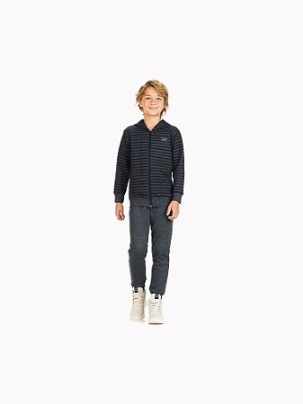 Conjunto Infantil Moletom Molinê Listrado com Capuz e Zíper