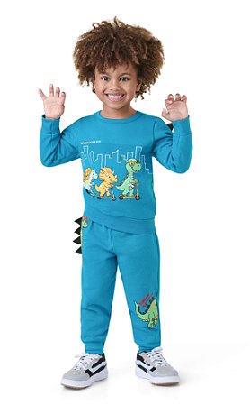 Calça Infantil Menino Moletom Interativo com Dinossauro