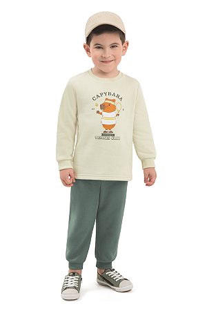 Conjunto Infantil Moletom Felpado Penteado com Estampa