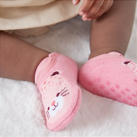 Sapatilha Pantufa de Bebê Antiderrapante com Elástico - Coleção Bichinhos