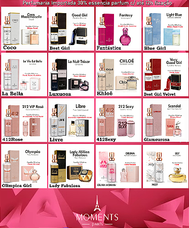PERFUMES FEMININOS MOMENTS PARIS 15ML