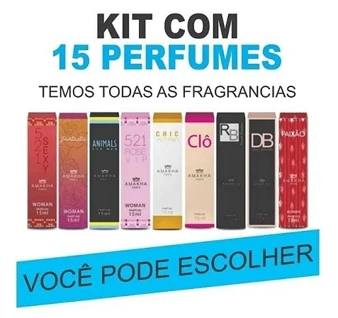 Kit com 15 Perfumes Amakha Paris 15ml
