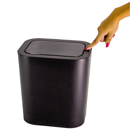 Lixeira Plástica Tampa Click Banheiro Cozinha Preta 12L