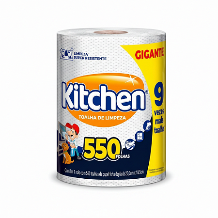 Toalha De Papel Kitchen Gigante 550 Folhas Rolo Grande