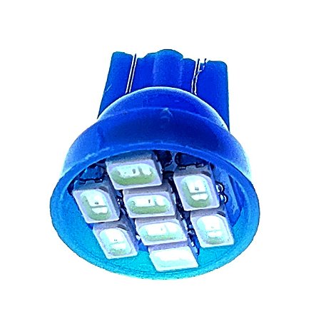 Lâmpada T10 8 leds AZUL CRISTAL Automotiva carro pingo w5w super LED 12v placa teto farolete