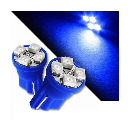 Lâmpada Pingo T10 4 leds AZUL COMUM 5050 SMD lâmpada camarão 12v