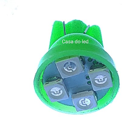 Lâmpada Pingo T10 4 leds VERDE 5050 SMD lâmpada camarão 12v