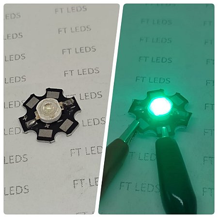 Leds 3w CIANO 490 a 495 nm azul gelo com dissipador ESTRELA