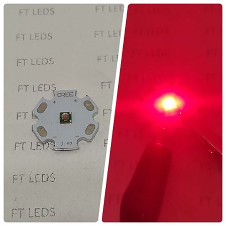 Led CREE 3w VERMELHO 610 a 630 nm com dissipador ESTRELA