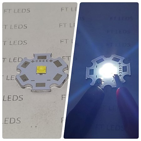 Led CREE branco frio 8.000k a 10.000k com dissipador ESTRELA CREE