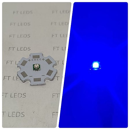 Led CREE 3w AZUL ROYAL 445 a 455nm com dissipador ESTRELA CREE