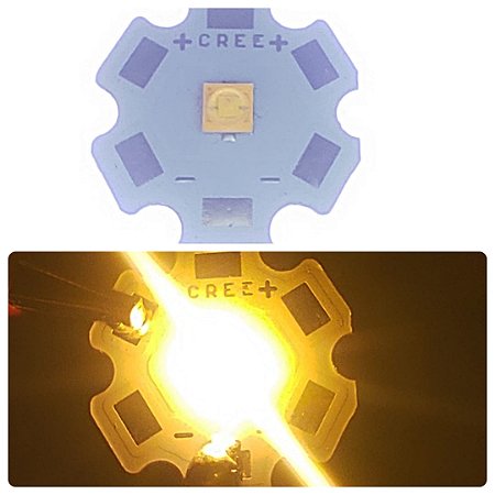 Led cree 3w BRANCO QUENTE 3000 a 3500k com dissipador estrela CREE