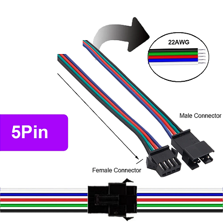 Conector De Engate Rápido 5 vias Macho Fêmea