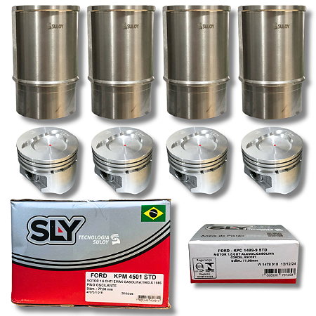 Kit Motor FORD/VW CHT 1.6 Gasolina Completo Pistão, Pino Camisa, Anel Suloy