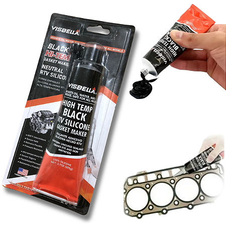 Silicone Bisnaga Alta Temperatura Até 315°C 105g High Temp Black Preto Visbella