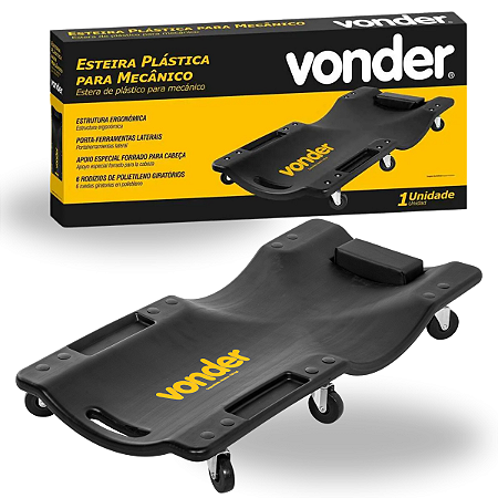 Esteira Ergonômica Plástica Para Mecânico Com Apoio De Cabeça Com 6 Rodízios Cap. 150kg Vonder