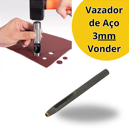 Furador Vazador 3mm Aço Couro Eva Junta Papelao Vonder
