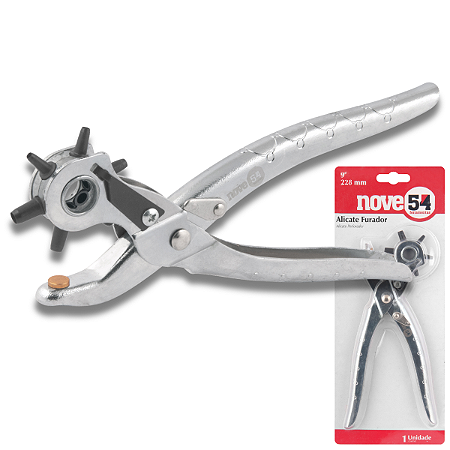 Alicate Vazador Furador Couro, Juntas 6 bicos 2 a 4,5mm Cromado Nove54