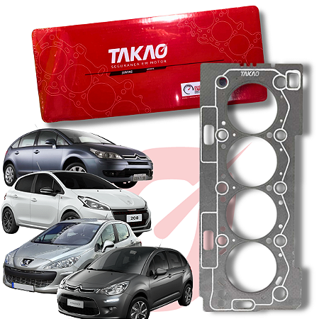 Junta de Cabeçote Peugeot Citroen 1.6 16v C3, C4, Xsara, 2008, 206, 207, 208, 307, 308 Takao