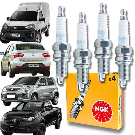 Jogo Vela de Ignição Fiat Fire Evo 1.4 8v 500 Fiorino Palio Punto Strada Uno Ngk