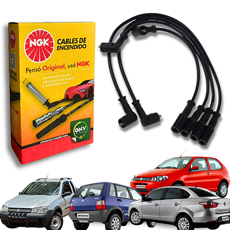 Cabos de Velas Ignição Fiat Fire Mpi 1.3 8v Fiorino Uno 2007 Em Diante Ngk