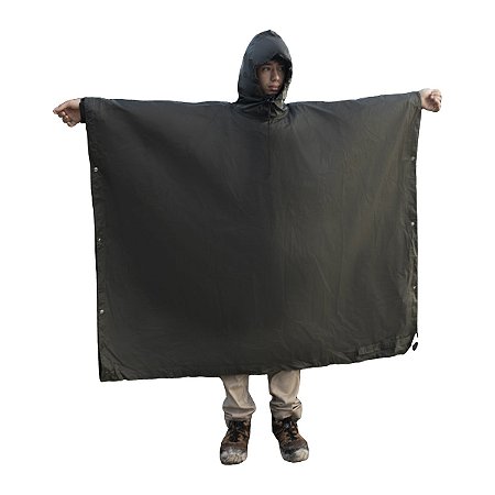 Poncho EX-FA-A3 Mata Atlântica Nylon Emborrachado Impermeável com Função Abrigo