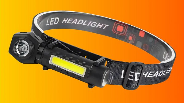 Lanterna de Cabeça Recarregável – LED 300lm, USB-C
