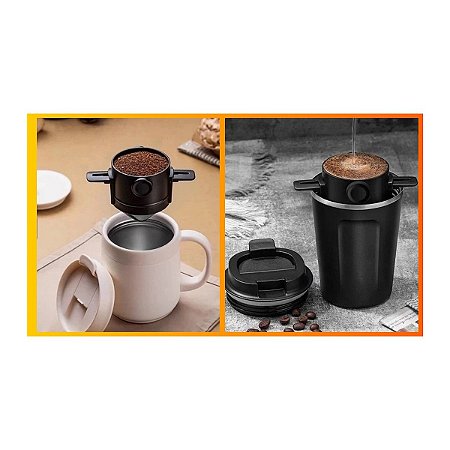 Cafeteira Pour Over Dobrável – Inox Reutilizável, Portátil e Sem Papel