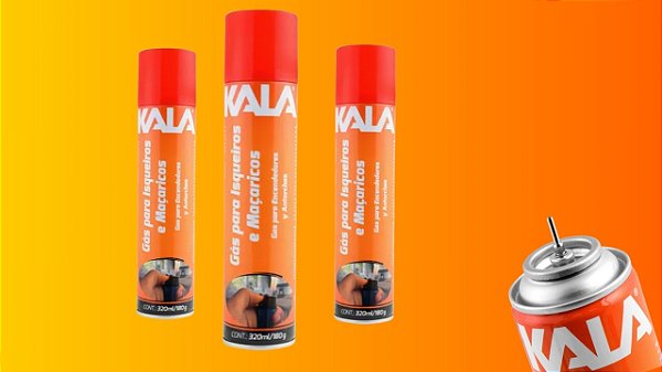 Gás Refil Butano e Propano 320ml Kala – Para Maçaricos e Isqueiros