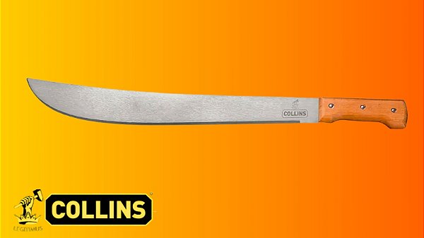 Facão Collins 18" Cabo de Madeira Reforçado – Corte Profissional para Mato, Hortas e Jardinagem