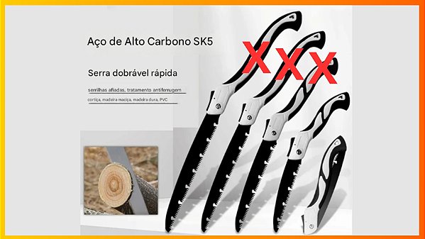 Serra Dobrável Multiuso XMSJ – Aço Antiferrugem com Trava de Segurança 130mm