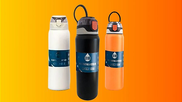 Garrafa Térmica com Canudo 800ml – Inox 316, Parede Dupla e Isolamento Quente & Frio