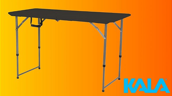 Mesa Dobrável Camper 120cm Preta Kala – Portátil e Resistente
