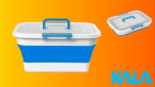 Caixa Plástica Dobrável Multiuso com Tampa 18L Kala