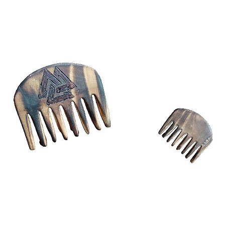 Pente de Madeira com Pirografia Artesanal Viking Storm