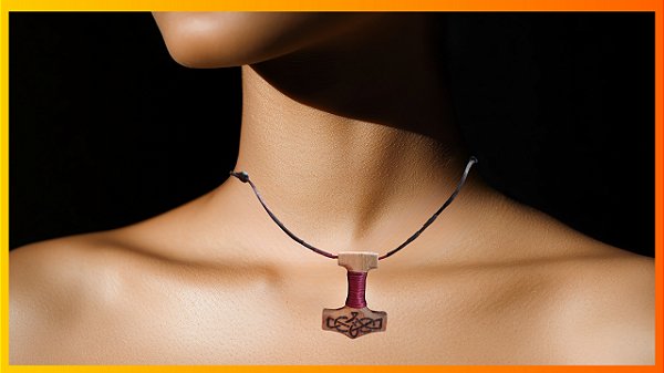 Colar de Corda com Pingente Martelo de Thor Viking Storm