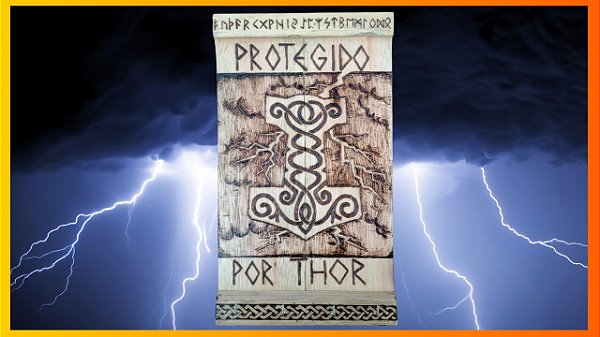 Porta Chaves Martelo de Thor em Madeira Viking Storm
