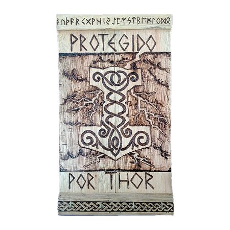 Porta Chaves Martelo de Thor em Madeira Viking Storm