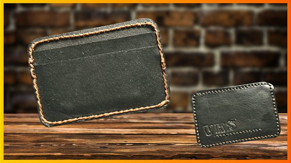 Carteira porta cartão em Couro com 2 Bolsos para Cartão - Viking Storm