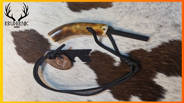 Pederneira Artesanal com Cabo de Chifre de Cervo - Rbudernik Couros